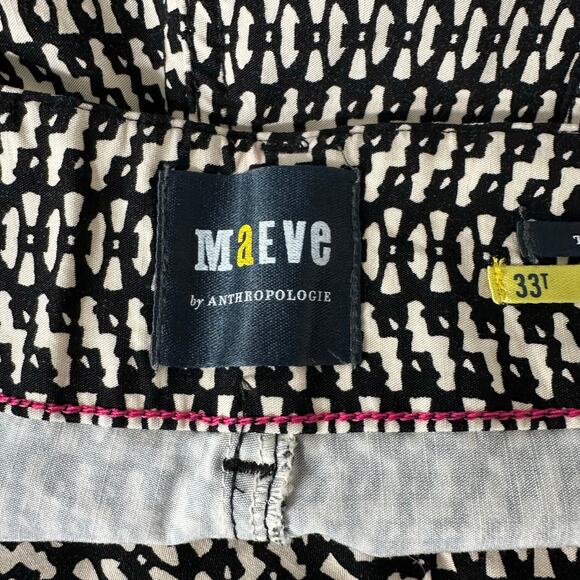 Anthropologie Maeve Colette Cropped Wide Leg Pants | Black‎ White Print | SZ 33T - Picture 10 of 13